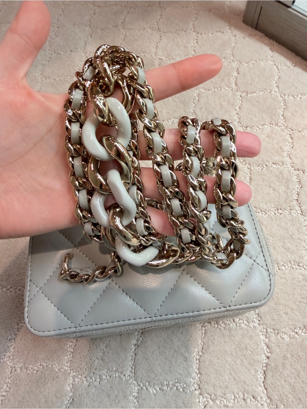 CHANEL Quilted Mini Vanity Bag in Beige with Gold Hardware - Picture 6 of 7